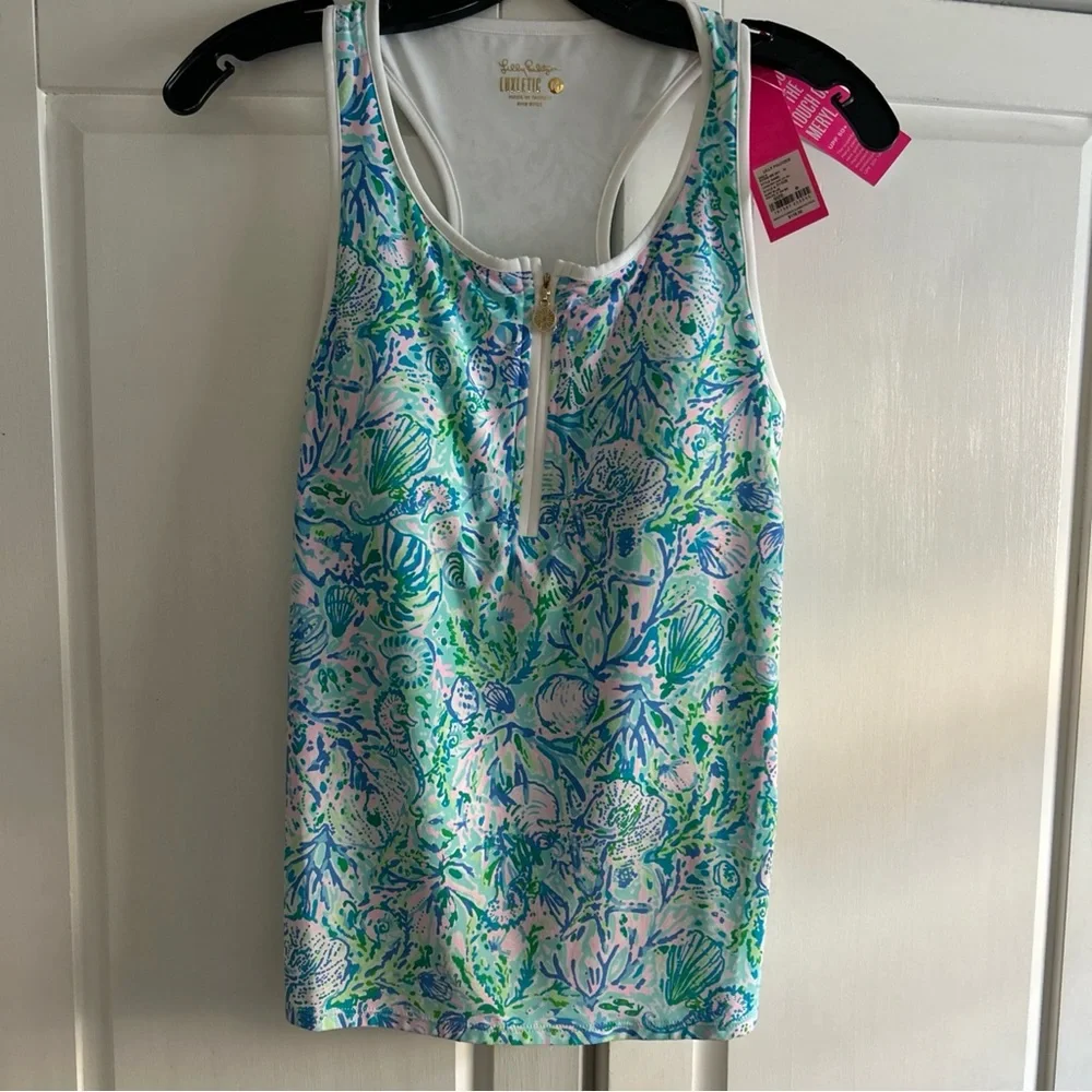 Lilly Pulitzer X Meryl Bra Tank Top Womens SMALL or MED Surf Blue Soleil $118
